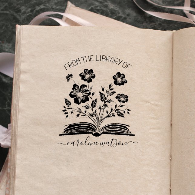 Tampons Encreurs Livre floral script de la bibliothèque de   (Créateur téléchargé)