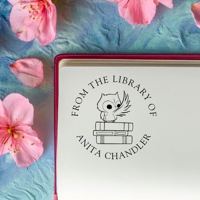 Tampons Encreurs Livre personnalisé | Chouette sur livres (Créateur téléchargé)