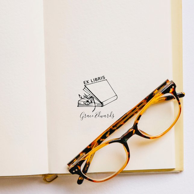 Tampons Encreurs Livre personnalisé vintage manuscrit élégant (Créateur téléchargé)