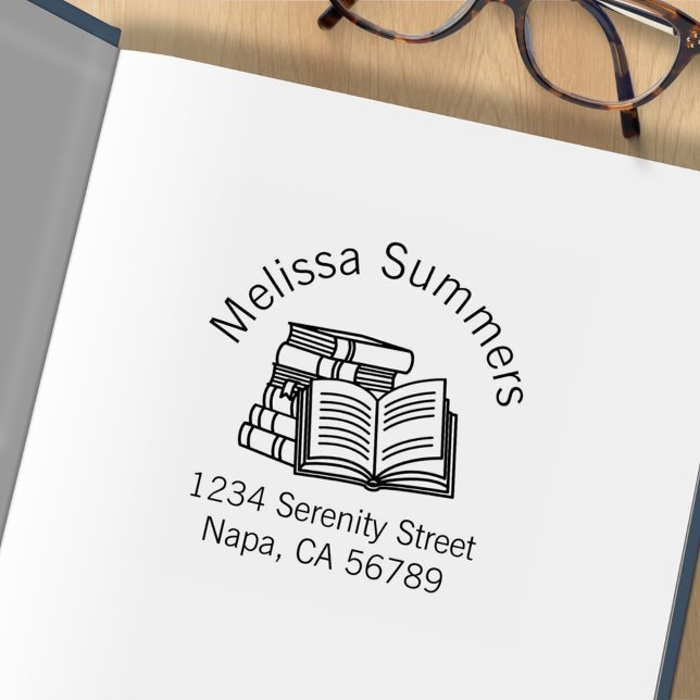 Tampons Encreurs Livre Pile Livre Ouvert Arch Adresse Ex-libris (Créateur téléchargé)