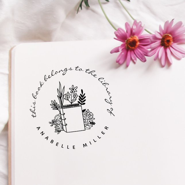 Tampons Encreurs Livre vintage Botanique Bibliothèque personnalisée (Créateur téléchargé)