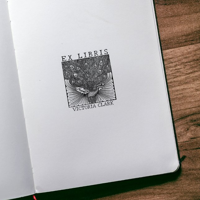 Tampons Encreurs Livre vintage Ex Libris Peacock, Livre personnalis (Créateur téléchargé)