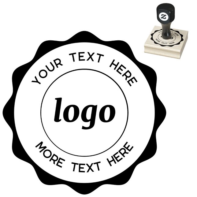 Tampons Encreurs Logo Cercle Avec Timbre En Caoutchouc D'Entreprise (Logo with custom text wavy frame business branding rubber stamp)