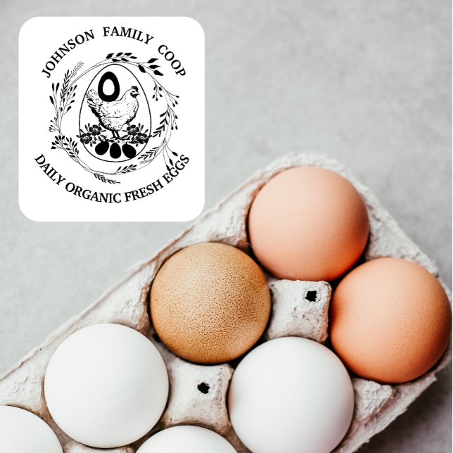 Tampons Encreurs Logo de la Ferme Familiale de Poules de Ferme Œufs (Créateur téléchargé)