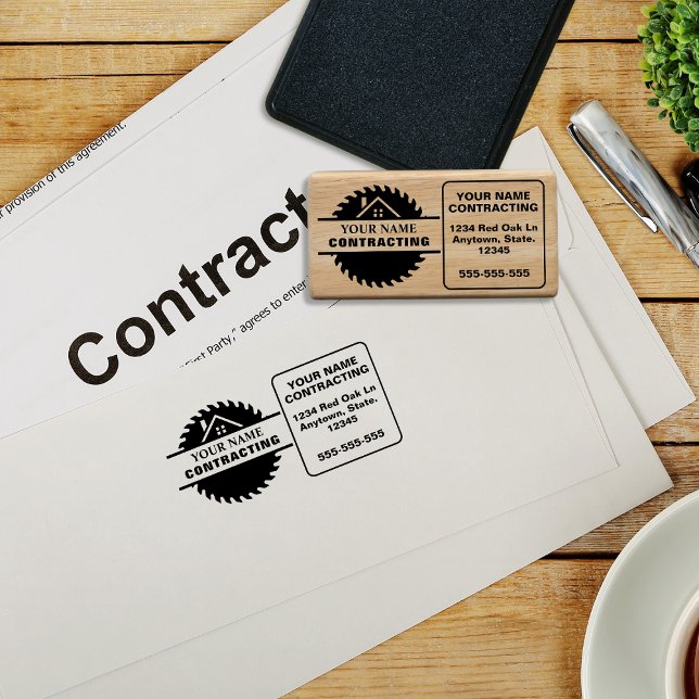 Tampons Encreurs Logo de l'entrepreneur en tonalité de bois rustiqu (Créateur téléchargé)