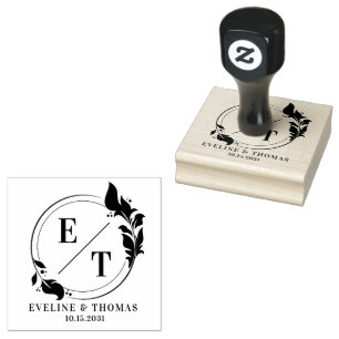 Tampons Encreurs Logo de monogramme de mariage de couronne tropical