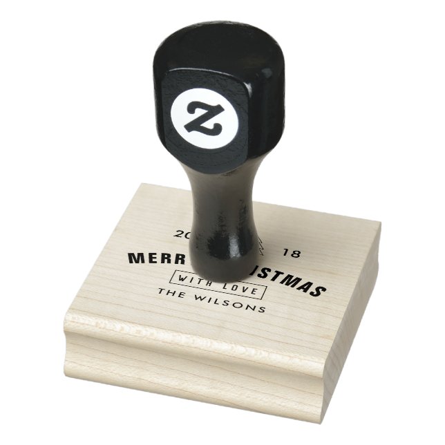 Tampons Encreurs Logo de Noël noir et blanc moderne Cadeau (Tampon)