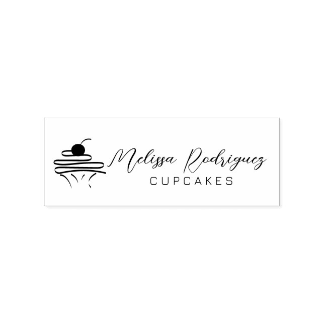 Tampons Encreurs Logo de script de boulangerie de cupcake minimalis (Impression)