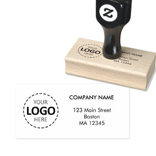 Tampons Encreurs Logo d'entreprise personnalisé & Adresse en Bois