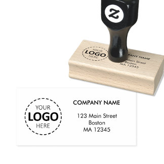 Tampons Encreurs Logo d'entreprise personnalisé & Adresse en Bois