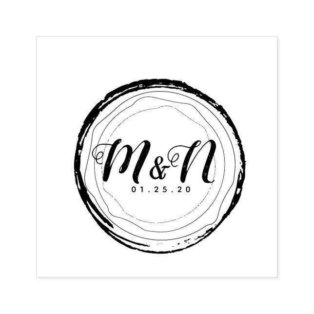 Tampons Encreurs Logo du mariage Arbre rustique Arbre de journal ma (Impression)