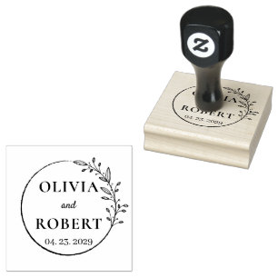 Tampons Encreurs Logo du monogramme du mariage botanique à couronne