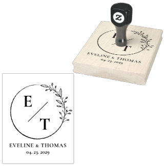 Tampons Encreurs Logo du monogramme du mariage botanique à couronne