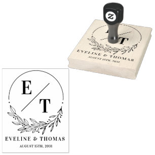 Tampons Encreurs Logo du monogramme du mariage de couronnes florale
