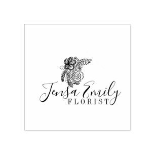 Tampons Encreurs Logo Floral Fleuriste Dessiné à la Main  Studio d'