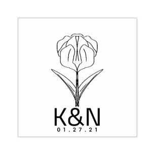 Tampons Encreurs Logo initial Art en ligne Fleur de Tulipe Mariage