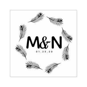 Tampons Encreurs Logo mariage Palm Tropical Feuille Circulaire