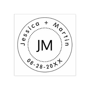Tampons Encreurs Logo Monogramme Mariage avec les noms et la date d