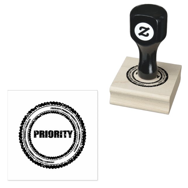 Tampons Encreurs Logo Priority Circle impressions bois noir de jais (Tamponné)