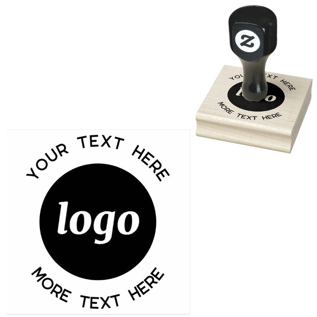 Tampons Encreurs Logo Simple Avec Texte Commercial (Logo with text business promotional rubber stamp)