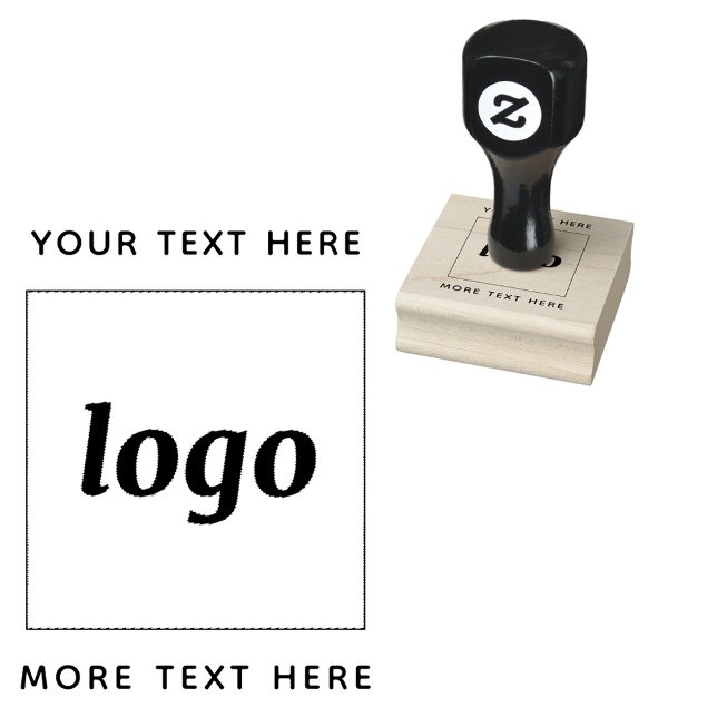 Tampons Encreurs Logo simple avec texte commercial (Simple logo with custom text business branding promotional rubber stamp with optional handle)