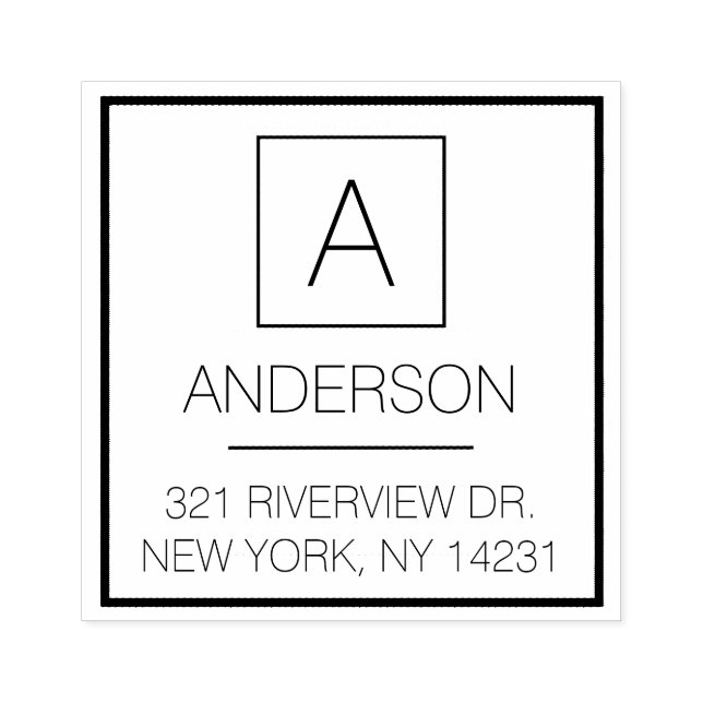 Tampons Encreurs Logo simple Nom simple Monogramme Adresse de retou (Impression)