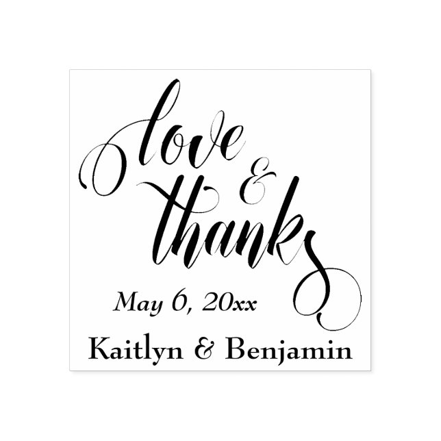 Tampons Encreurs Love & Merci Elaborate Script avec vos détails (Impression)