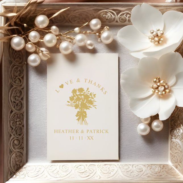 Tampons Encreurs Love & Thanks Quote Wedding Bouquet Silhouette (Romantic Chic Love & Thanks Quote Wedding Bouquet Silhouette Rubber Stamp.)