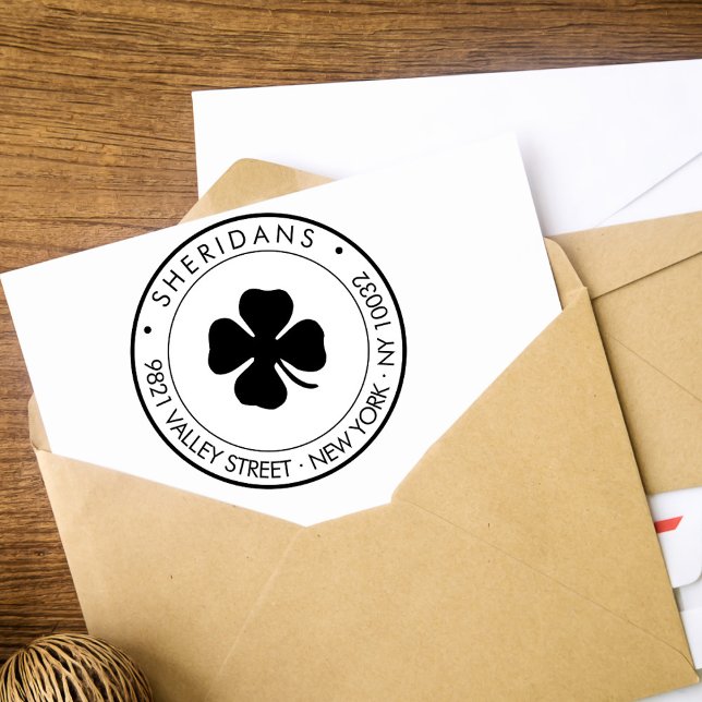 Tampons Encreurs Lucky 4Leaf Clover Family Adresse de retour (Créateur téléchargé)