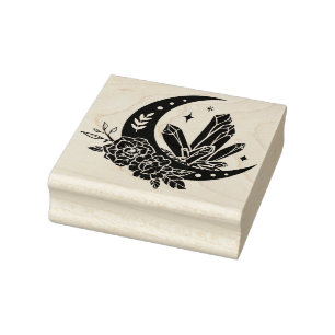 Tampons Encreurs Lune Avec Fleurs Et Cristaux