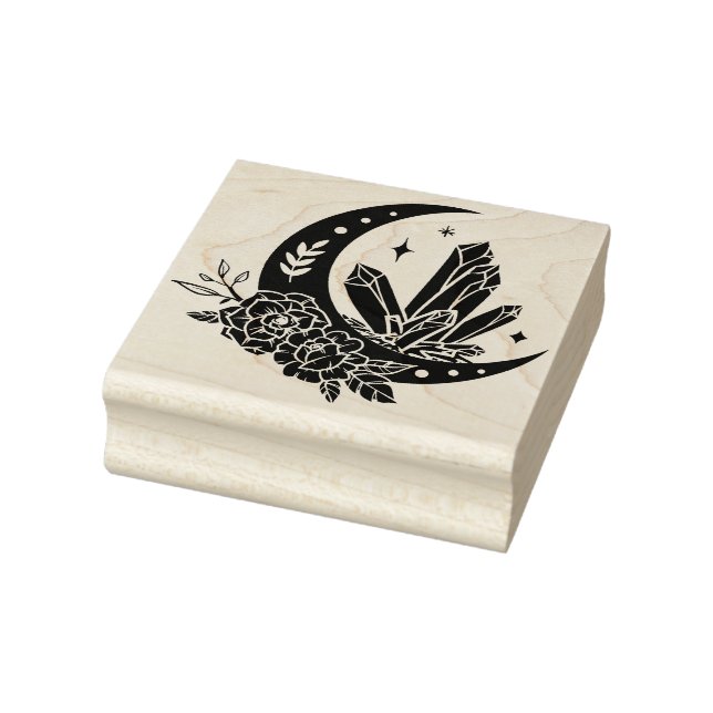 Tampons Encreurs Lune Avec Fleurs Et Cristaux (Tampon)