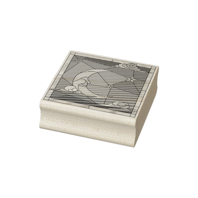 Tampons Encreurs Lune en verre tendu, étoiles et nuages Timbre en c (Tampon)