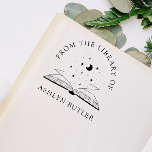 Tampons Encreurs Lune et étoiles Bibliothèque personnelle Timbre du
