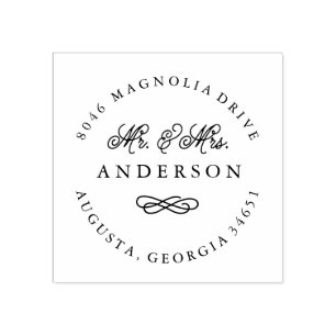 Tampons Encreurs M. et Mme Newlyted Adresse de retour Timbre