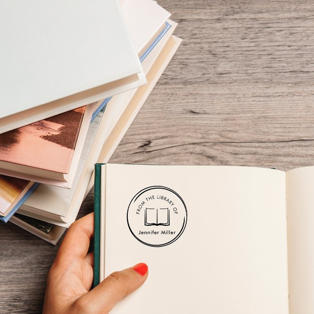 Tampons Encreurs Magnifique Enseignant Moderne Rond De La Bibliothè (Créateur téléchargé)