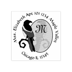 Tampons Encreurs Magpie à bec noir Monogramme Adresse d'accueil