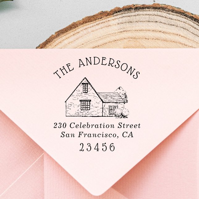 Tampons Encreurs Maison mignonne | Nom de famille personnalisé et a (Créateur téléchargé)