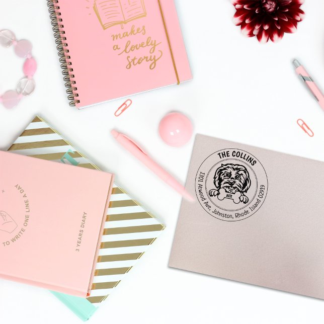 Tampons Encreurs Maltese Dog Adresse de retour Famille (Créateur téléchargé)