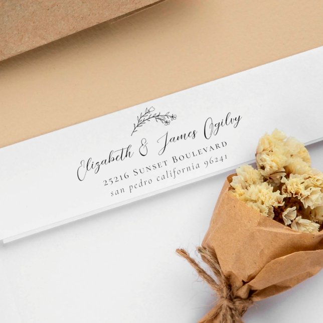 Tampons Encreurs Mariage botanique moderne Couple's Script Address (Créateur téléchargé)