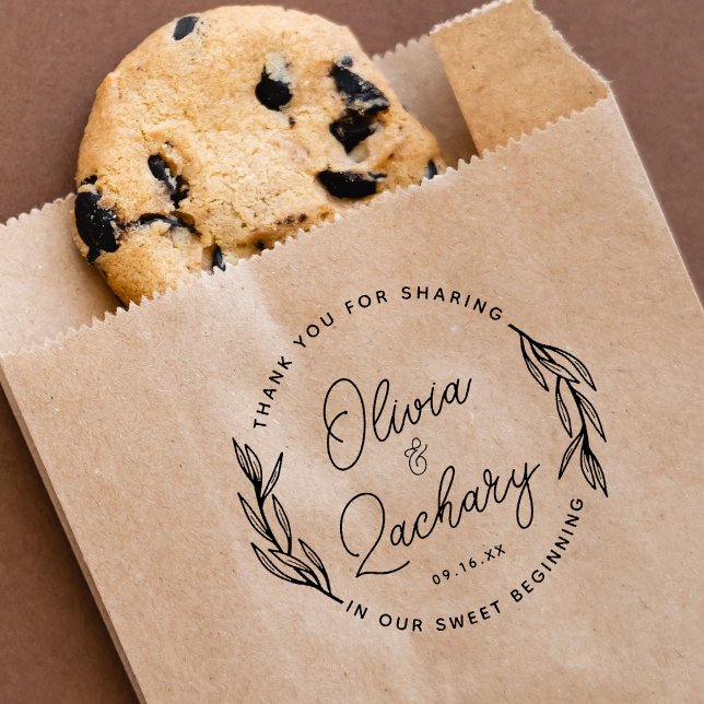 Tampons Encreurs Mariage circulaire de script moderne Merci (Modern Script Circular Wedding Thank You Rubber Stamp)