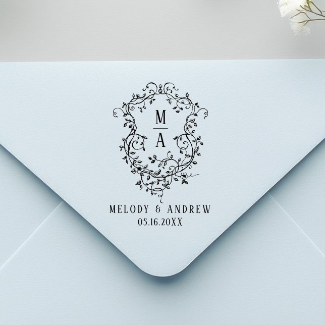 Tampons Encreurs Mariage classique à blason floral (Créateur téléchargé)