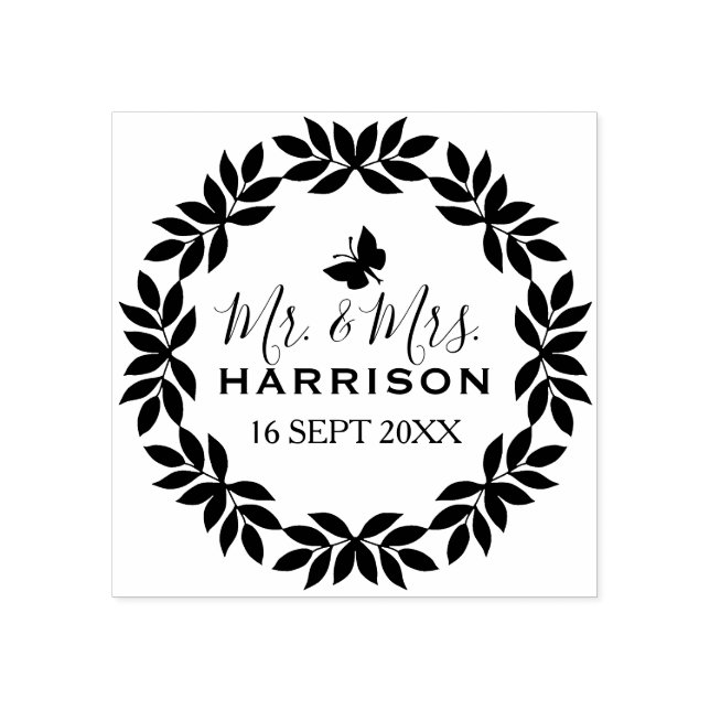 Tampons Encreurs Mariage classique M. & Mme Date (Impression)