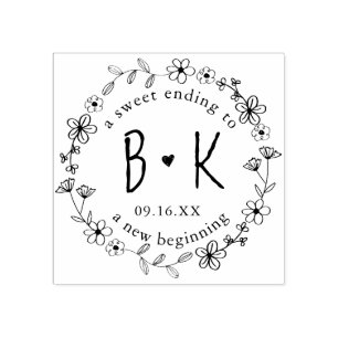 Tampons Encreurs Mariage de la date de  de la couronne de germe