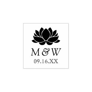 Tampons Encreurs Mariage de monogramme Lotus Flower