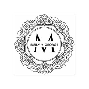 TAMPONS ENCREURS MARIAGE DE MONOGRAMME ORNATE MANDALA CLASSIQUE