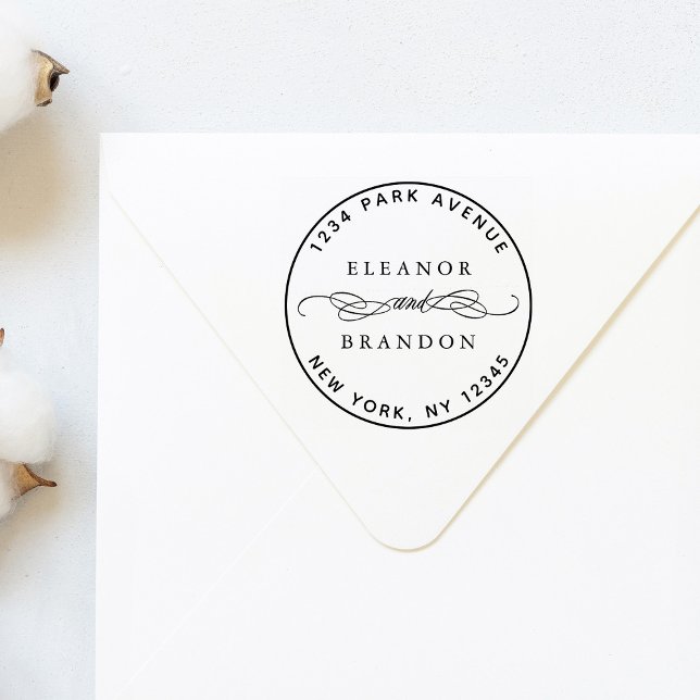 Tampons Encreurs Mariage de noms de couple rond Adresse de retour (Créateur téléchargé)
