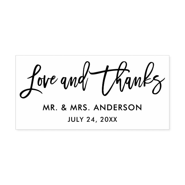 Tampons Encreurs Mariage de script de brosse moderne amour et merci (Impression)