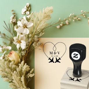 Tampons Encreurs Mariage de voyage Deux avions font du coeur modern