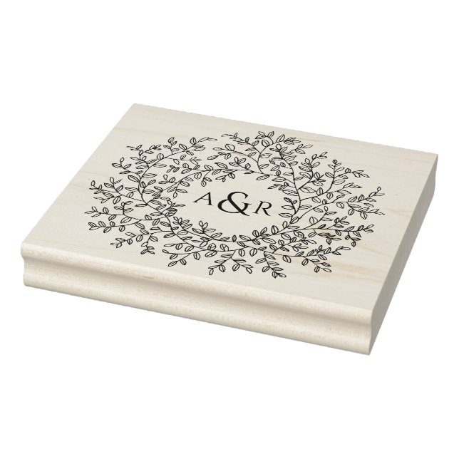Tampons Encreurs Mariage des initiales du couple monogramme de feui (Tampon)