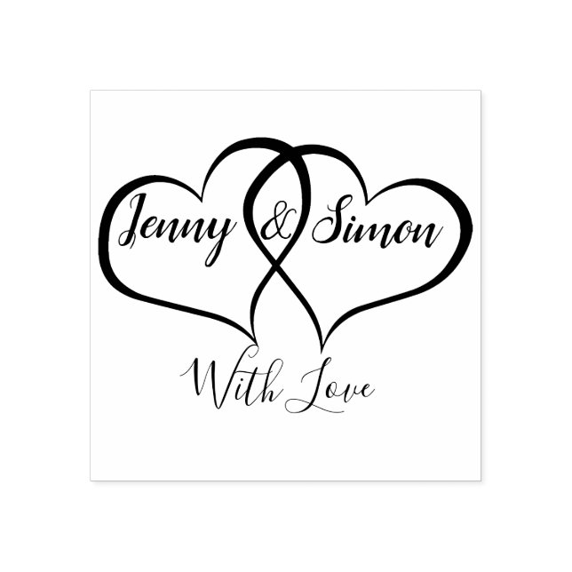 Tampons Encreurs Mariage double coeur personnalisé (Impression)